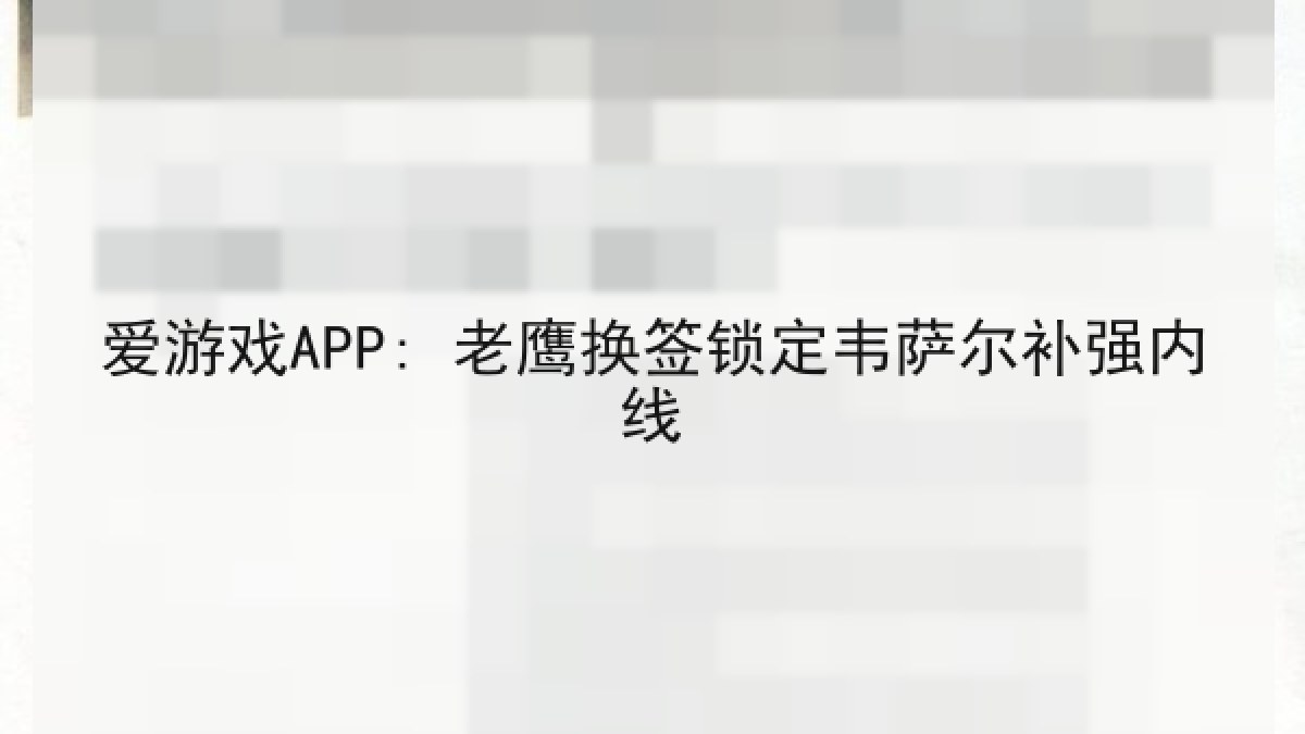 爱游戏APP: 老鹰换签锁定韦萨尔补强内线